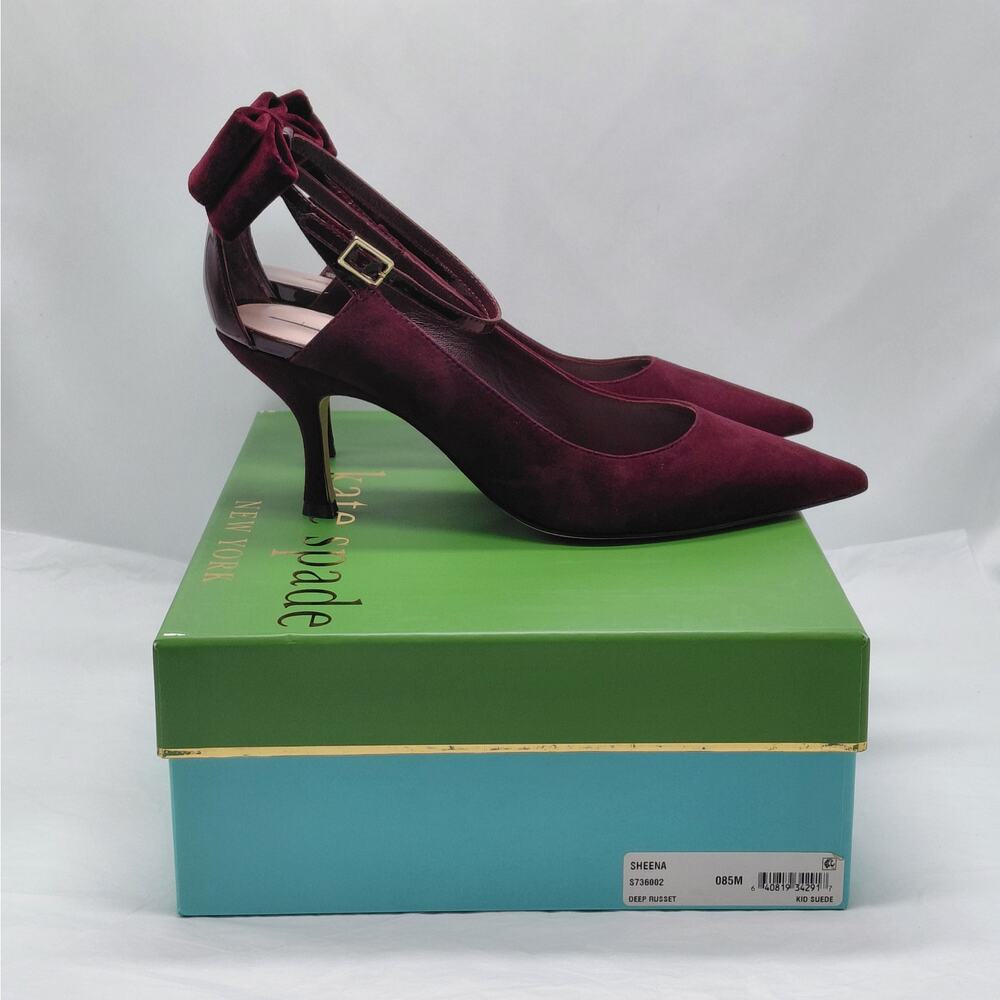 Kate Spade Womens Suede Pumps Size 8.5M Burgundy Wedding Cocktail Party Heels